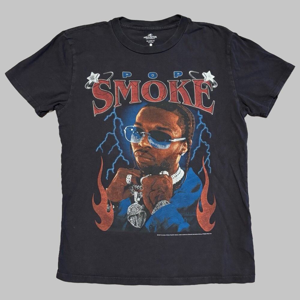 Hollister Relaxed Fit Pop Smoke Graphic Print Short Sleeve Tee Shirt Small